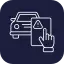 Pictogramme voiture et main, illustrant la contestation d'une infraction au code de la route