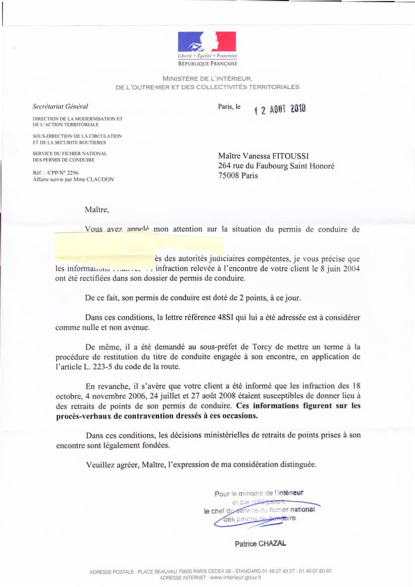 lettre recours gracieux permis de conduire etranger